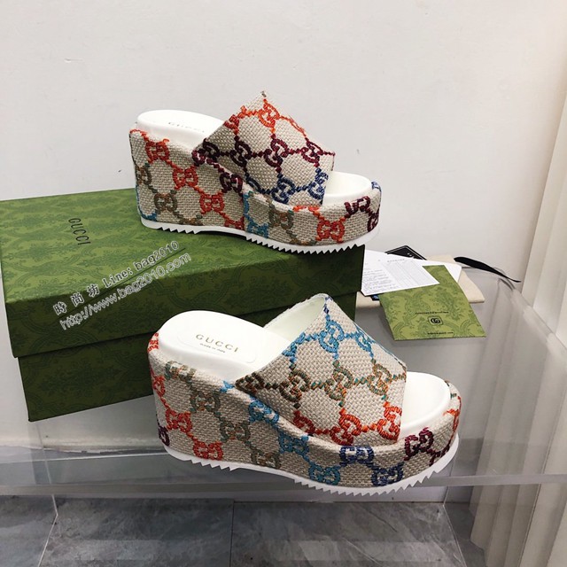 Gucci/Summer最新限量厚底拖鞋 gucci古馳新顏色拖鞋 dx3536